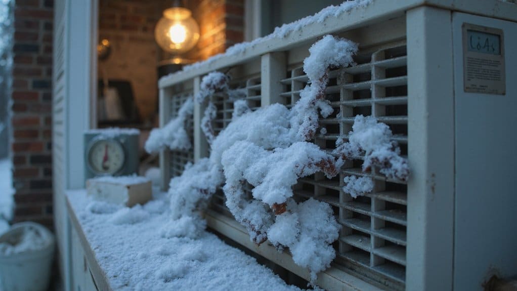 Air conditioner evaporator coil covered in ice due to restricted airflow