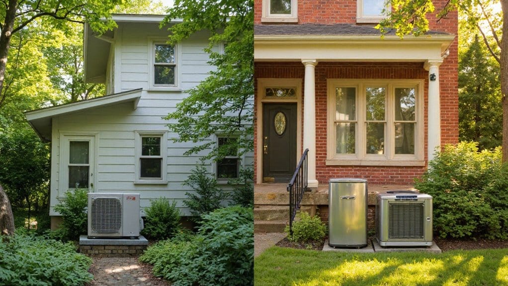 Heat pump and traditional air conditioner systems installed at a residential home in Duncan