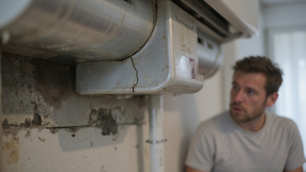 Air conditioning system showing signs of a refrigerant leak