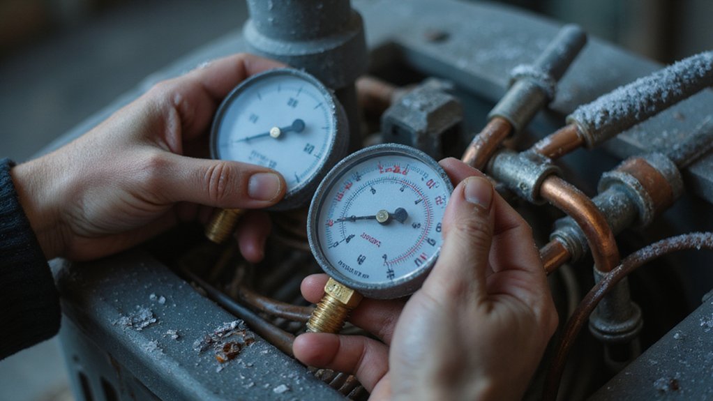 Checking refrigerant levels in an air conditioner