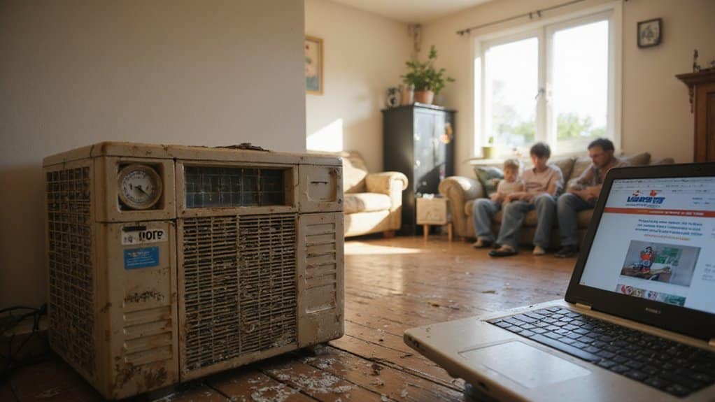 Older residential AC system showing signs that replacement may be needed