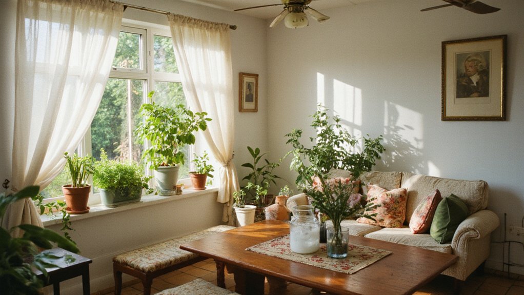 Window shades blocking direct sunlight and summer heat