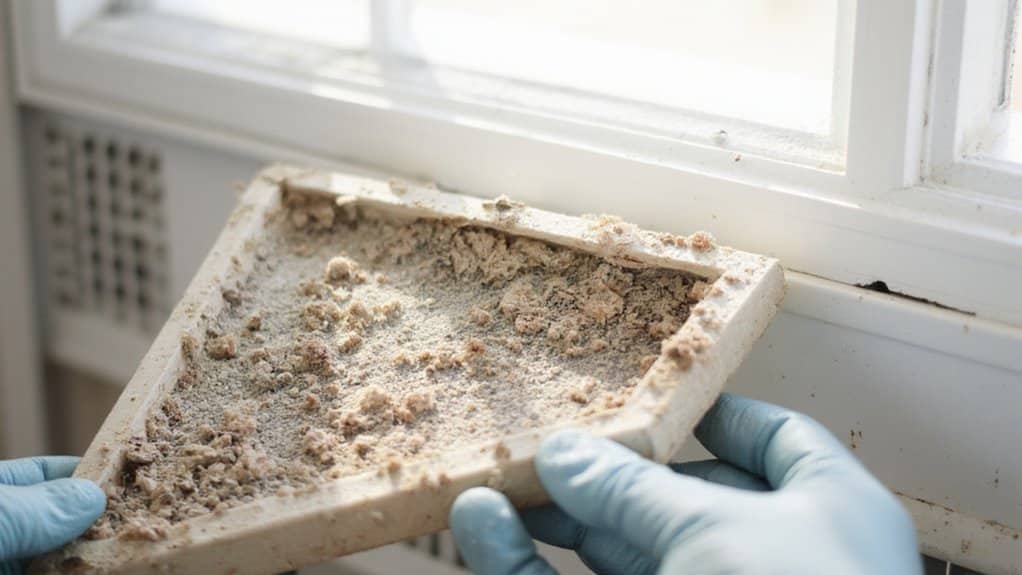 AC filter showing dust buildup and signs it needs replacement