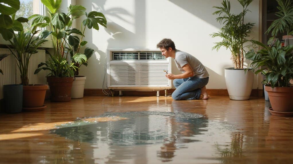 Air conditioner leaking water inside a home