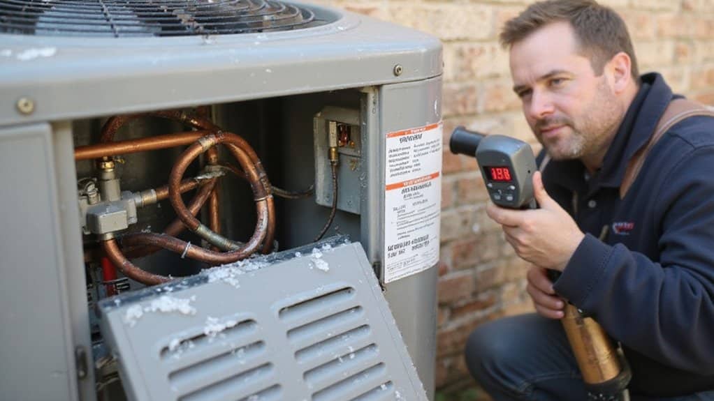 Heat pump with low refrigerant causing poor heating or cooling