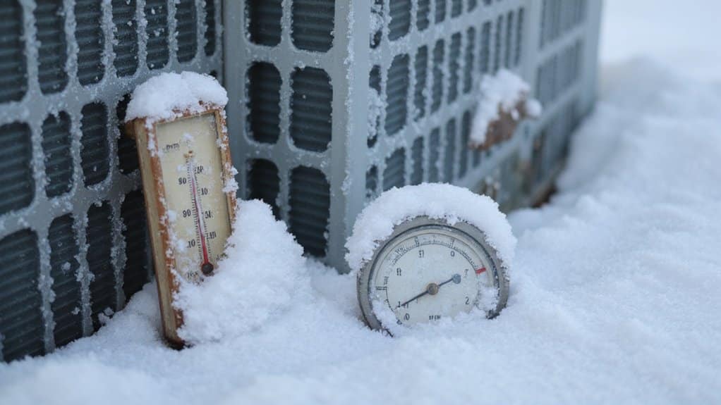 Heat pump outdoor unit affected by cold weather
