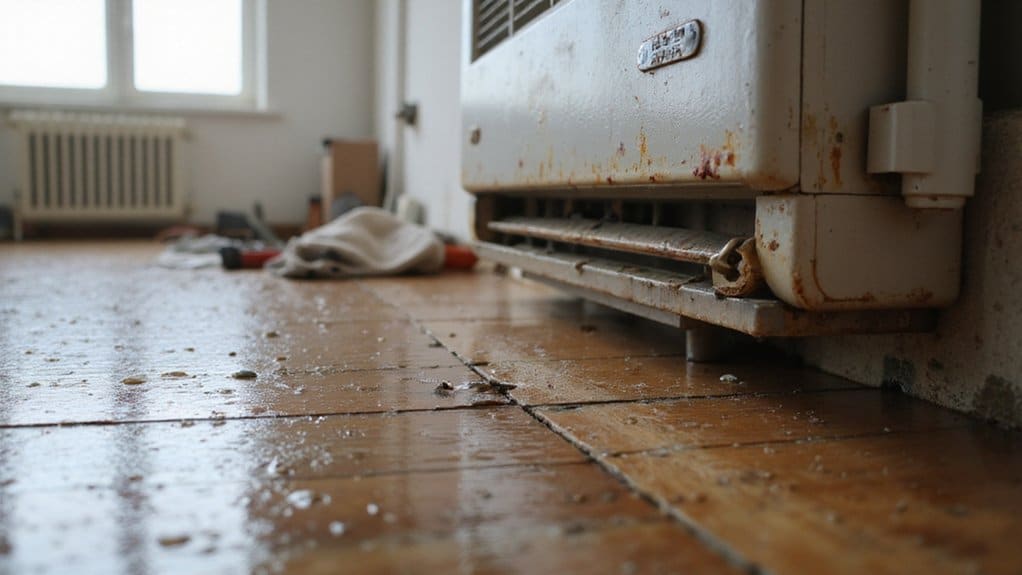 Checking an air conditioner to identify the source of a water leak