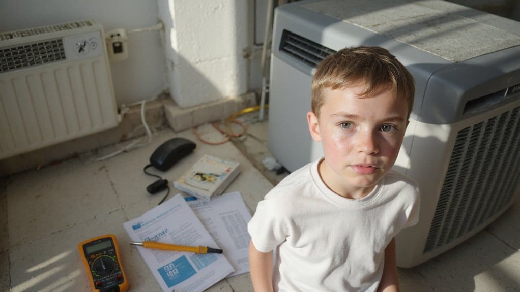 Air conditioner technician inspecting a system that stopped working