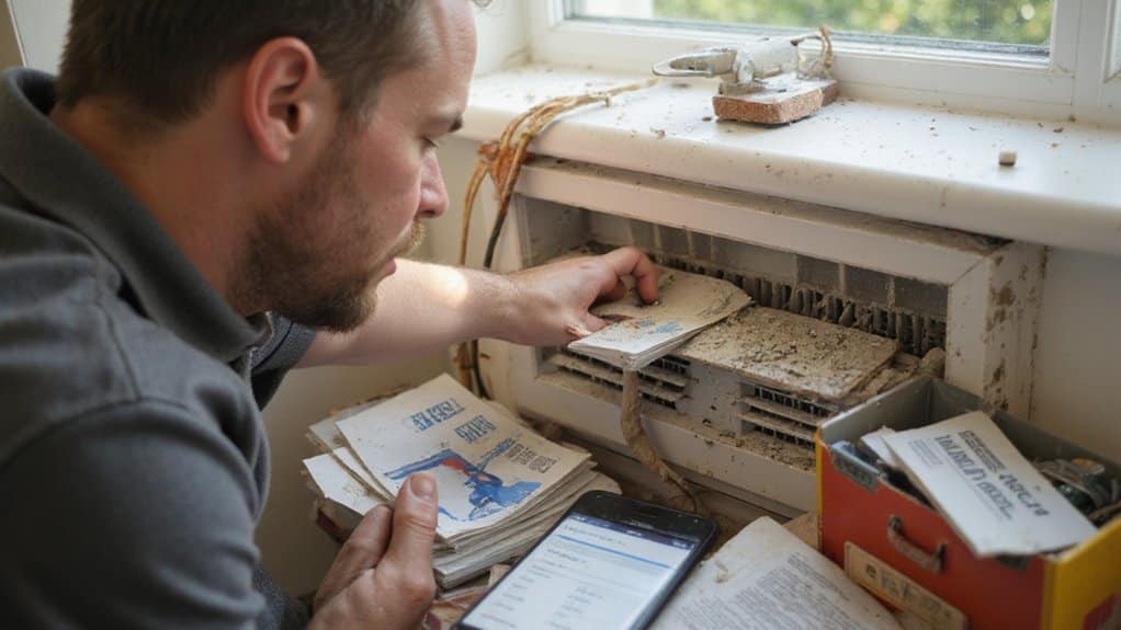 HVAC technician inspecting an AC with weak airflow